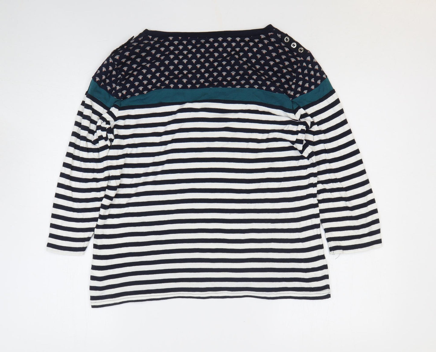 Maine Womens Multicoloured Striped 100% Cotton Basic T-Shirt Size 16 Round Neck