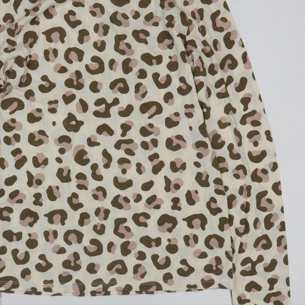 H&M Girls Multicoloured Animal Print 100% Cotton Basic T-Shirt Size 14 Years Round Neck Pullover