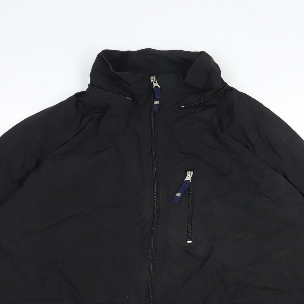 Armani Jeans Mens Black Rain Coat Coat Size M Zip