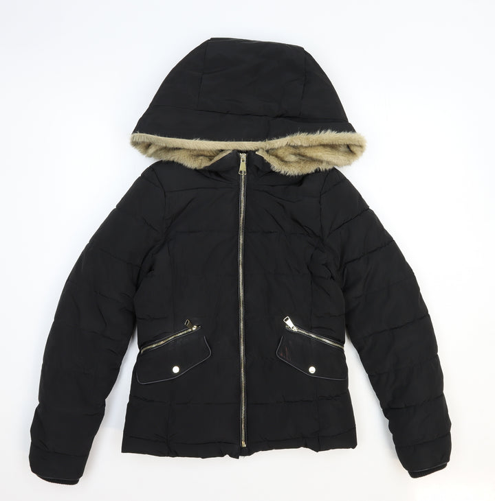 Trf Outerwear Womens Black Quilted Coat Size XS Zip