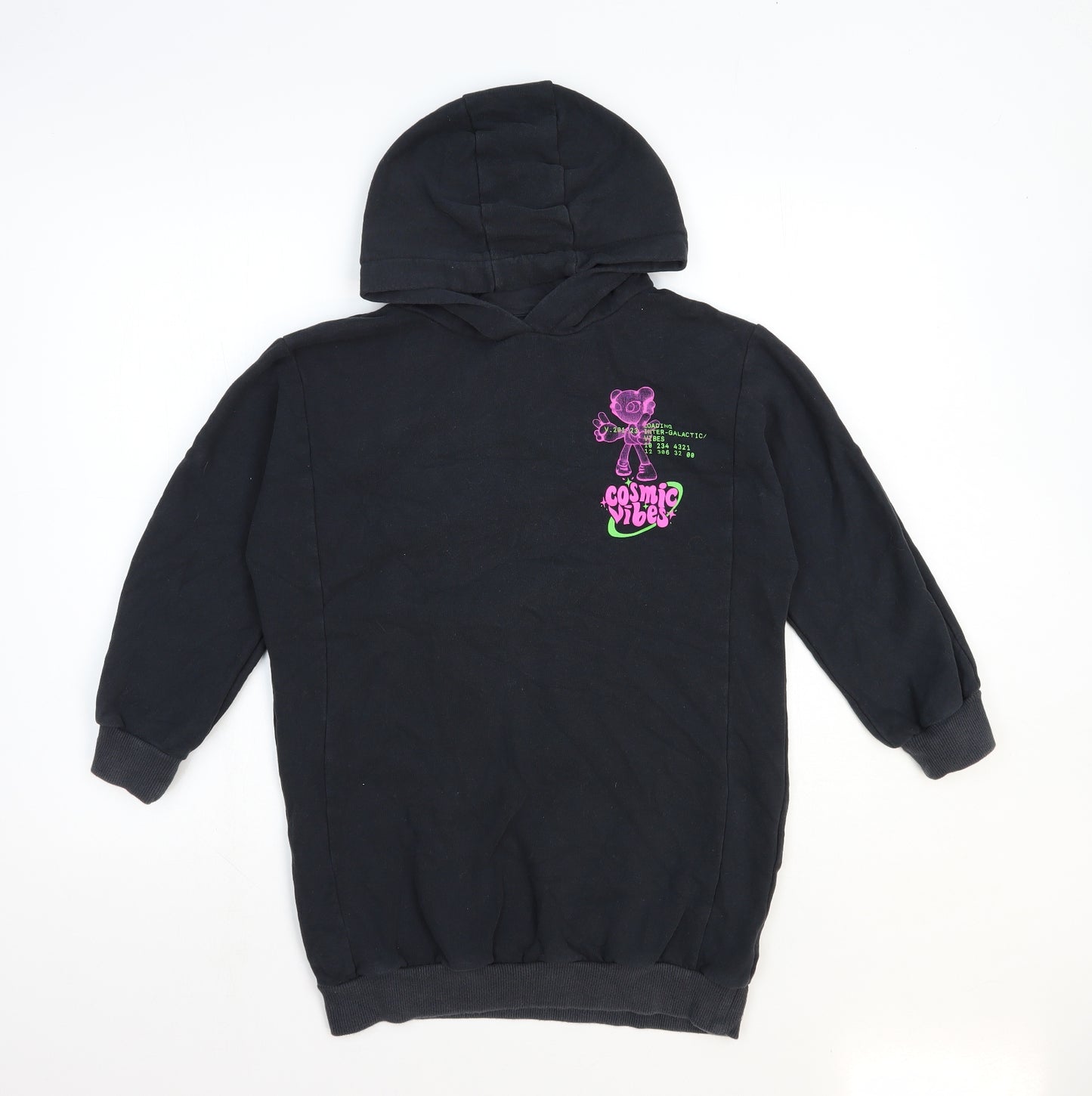 NEXT Girls Black Cotton Pullover Hoodie Size 11 Years Pullover