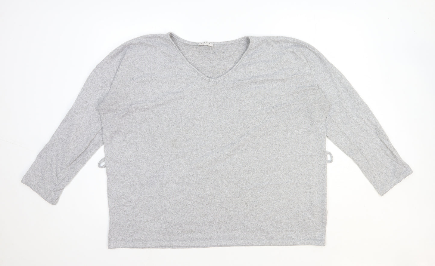 Papaya Womens Grey Polyester Basic T-Shirt Size 20 V-Neck