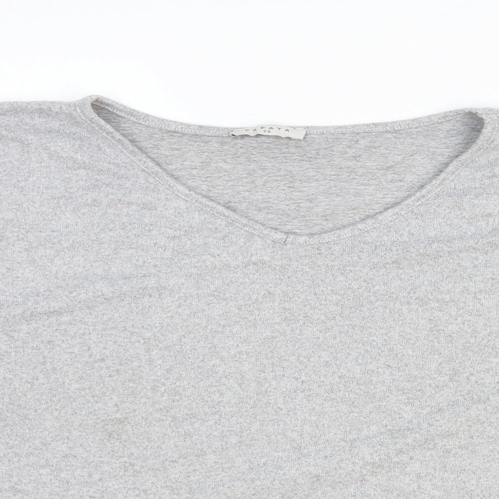 Papaya Womens Grey Polyester Basic T-Shirt Size 20 V-Neck