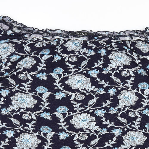 Evans Womens Blue Geometric Viscose Basic Blouse Size 26 Boat Neck