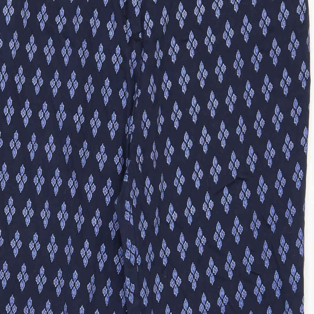La Redoute Womens Blue Geometric Cotton Trousers Size 16