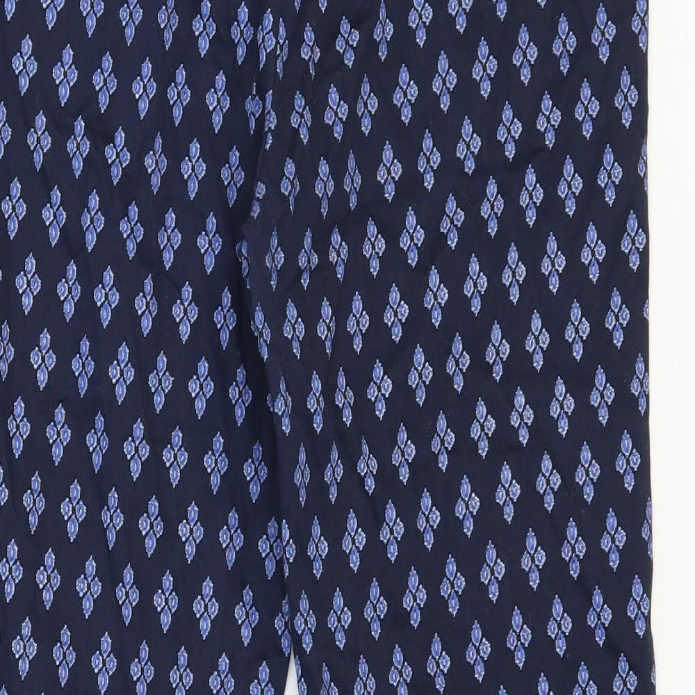 La Redoute Womens Blue Geometric Cotton Trousers Size 16