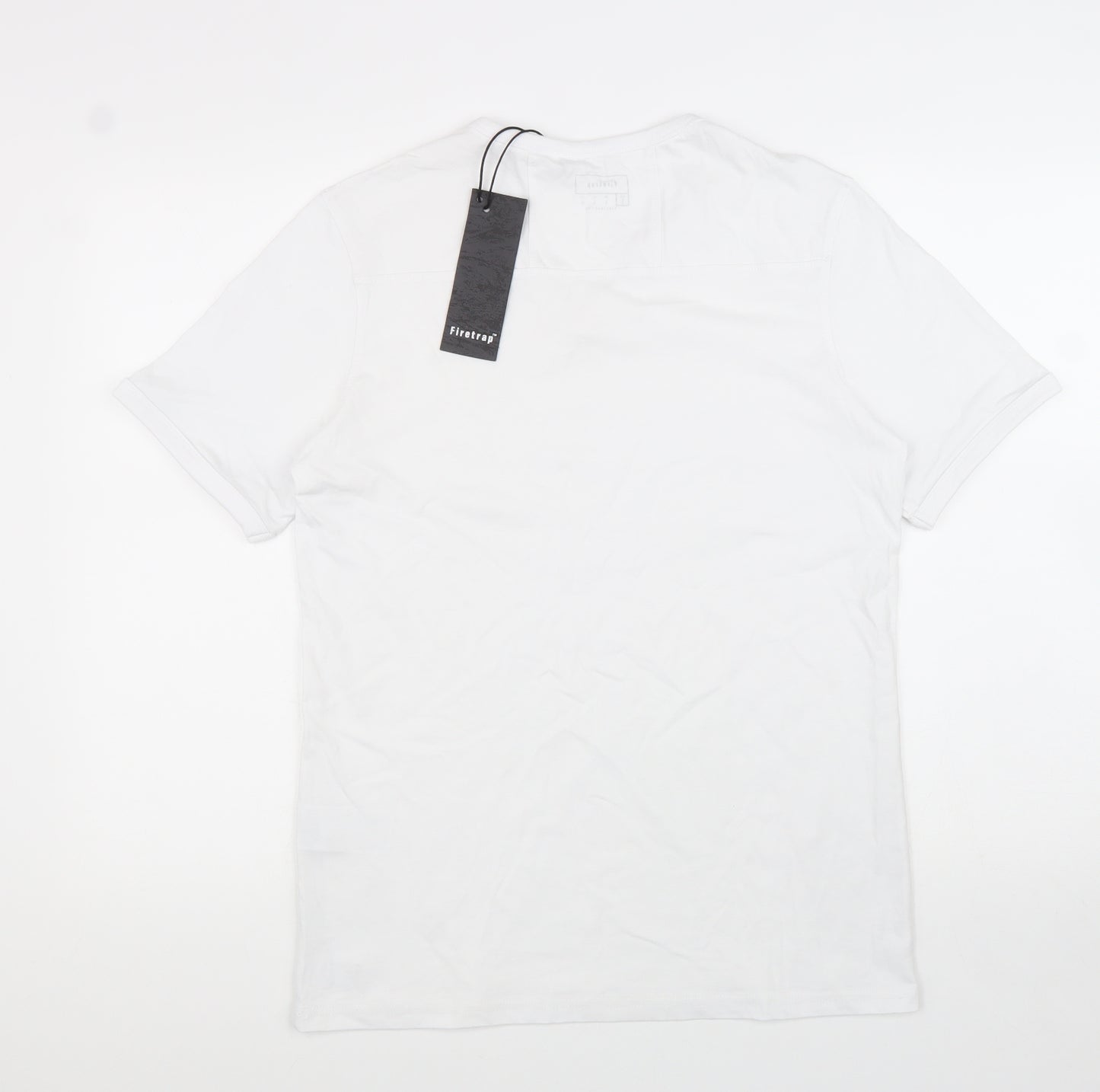 Firetrap Mens Silver Cotton T-Shirt Size L V-Neck