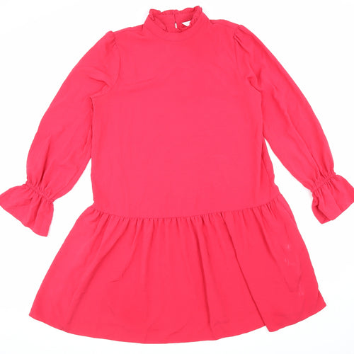 By Very Womens Pink Polyester A-Line Size 10 Mock Neck Button