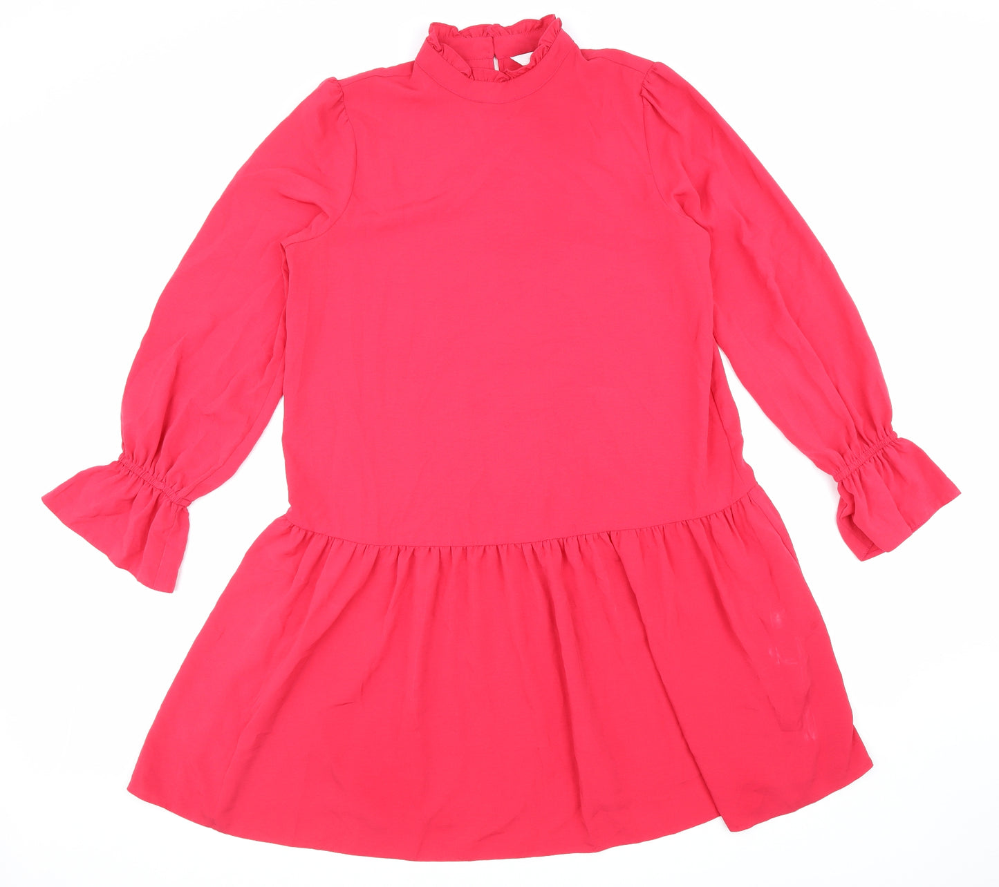 By Very Womens Pink Polyester A-Line Size 10 Mock Neck Button