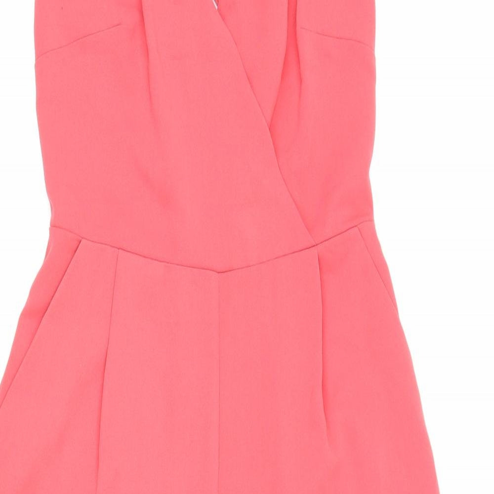 Warehouse Womens Pink 100% Polyester Jumpsuit One-Piece Size 10 Zip