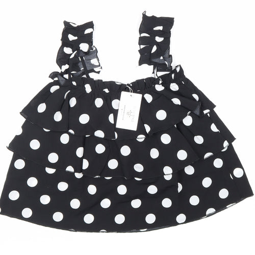 In the Style Womens Black Polka Dot Polyester Basic Tank Size 6 Square Neck