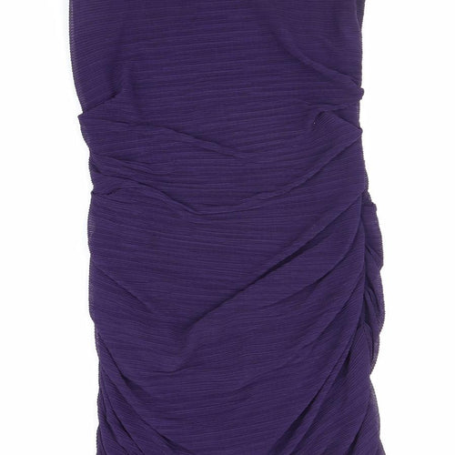 Phase Eight Womens Purple Polyester Bodycon Size S Mock Neck Zip