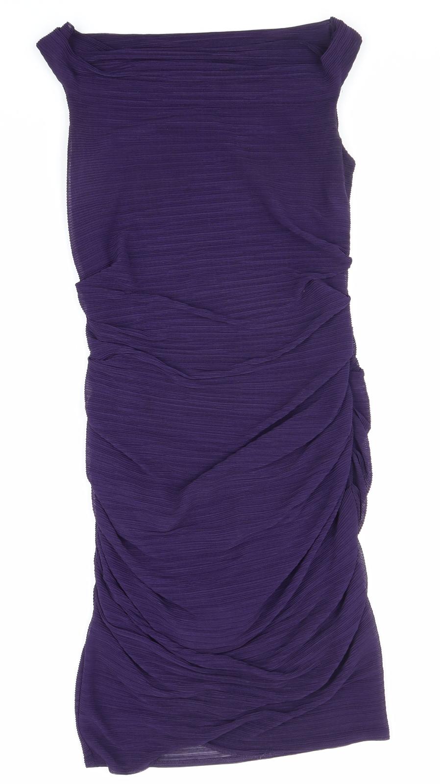 Phase Eight Womens Purple Polyester Bodycon Size S Mock Neck Zip