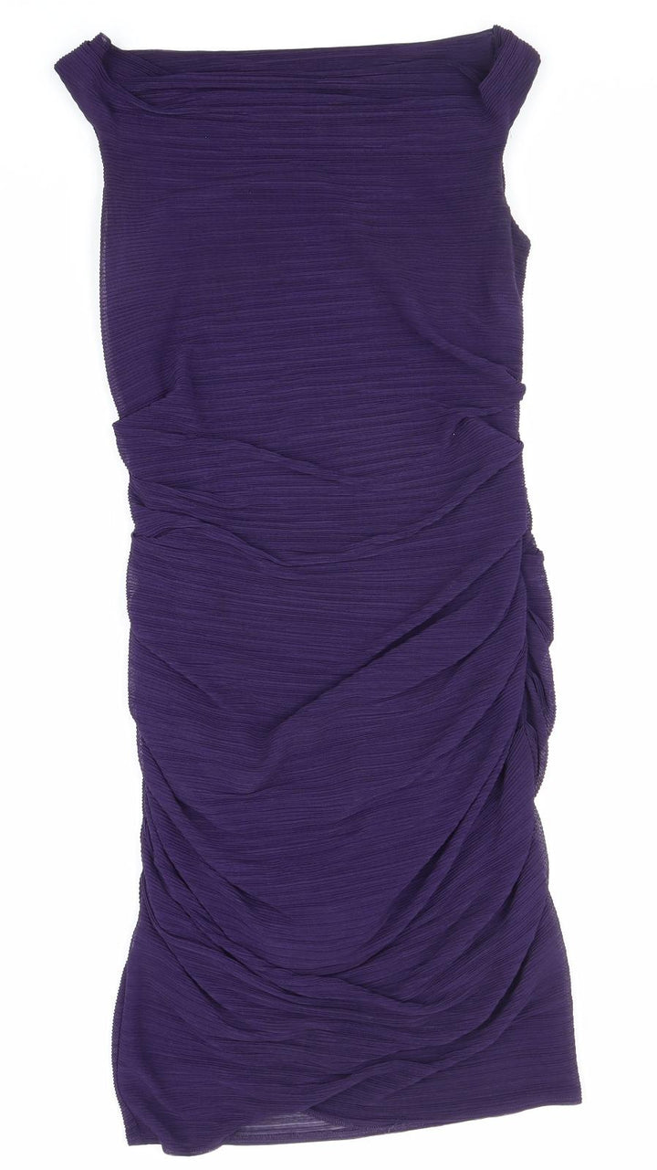 Phase Eight Womens Purple Polyester Bodycon Size S Mock Neck Zip