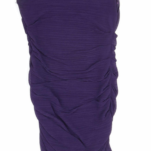 Phase Eight Womens Purple Polyester Bodycon Size S Mock Neck Zip
