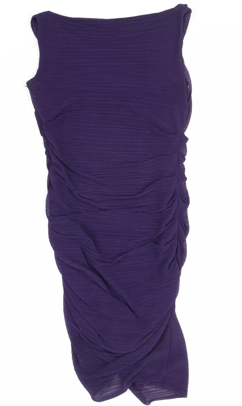 Phase Eight Womens Purple Polyester Bodycon Size S Mock Neck Zip