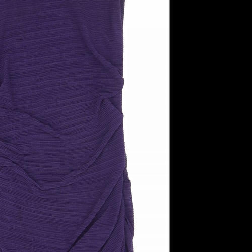 Phase Eight Womens Purple Polyester Bodycon Size S Mock Neck Zip