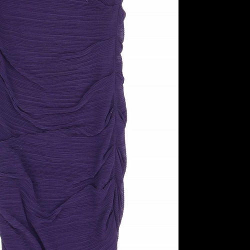 Phase Eight Womens Purple Polyester Bodycon Size S Mock Neck Zip