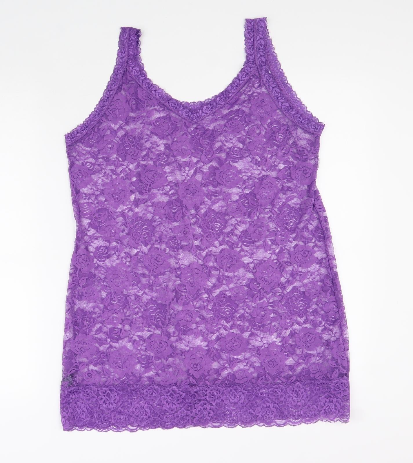 Marks and Spencer Womens Purple Polyamide Basic Tank Size 18 V-Neck