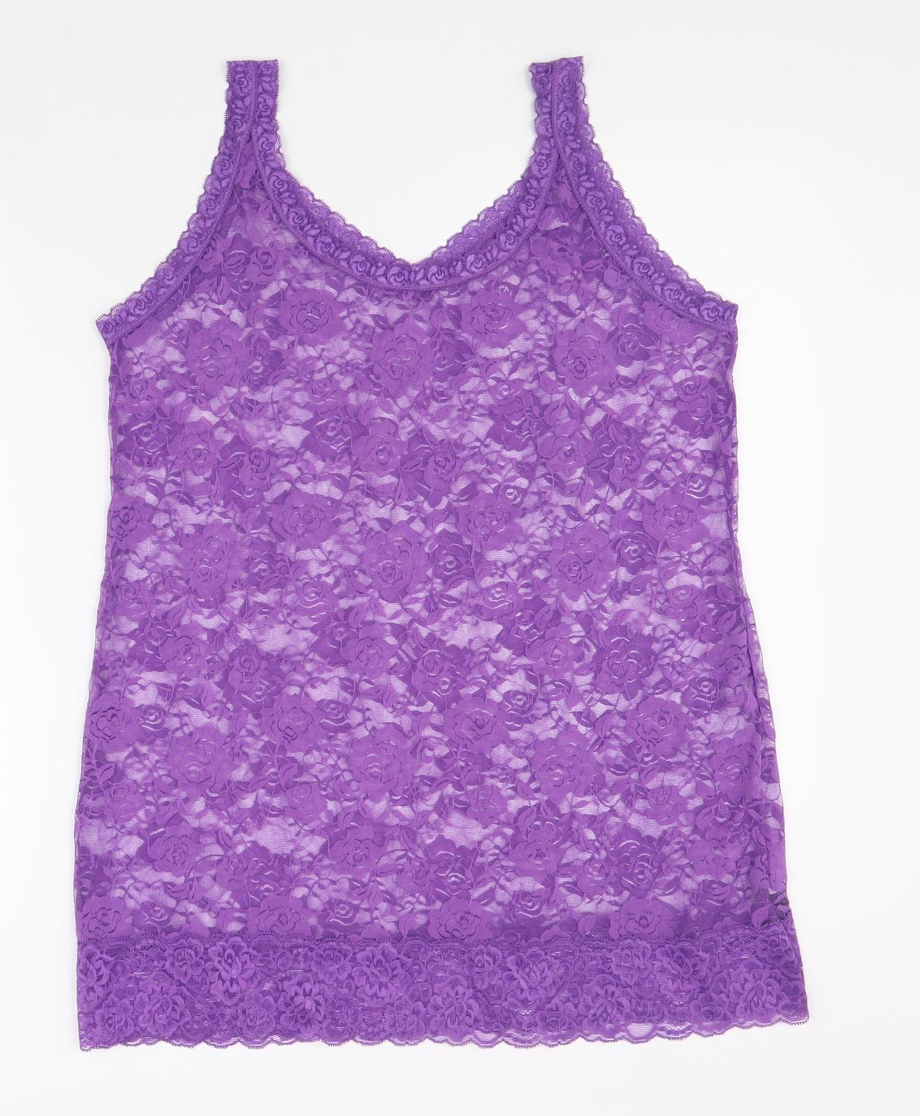 Marks and Spencer Womens Purple Polyamide Basic Tank Size 18 V-Neck