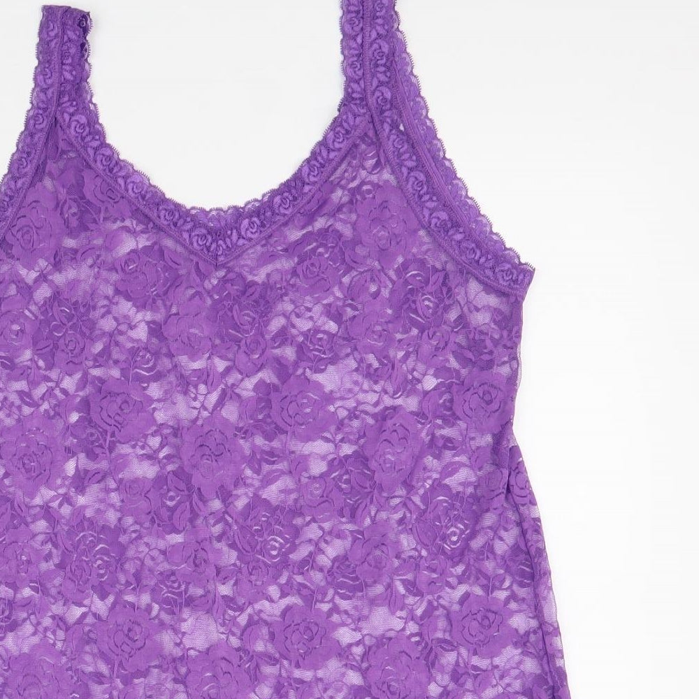 Marks and Spencer Womens Purple Polyamide Basic Tank Size 18 V-Neck