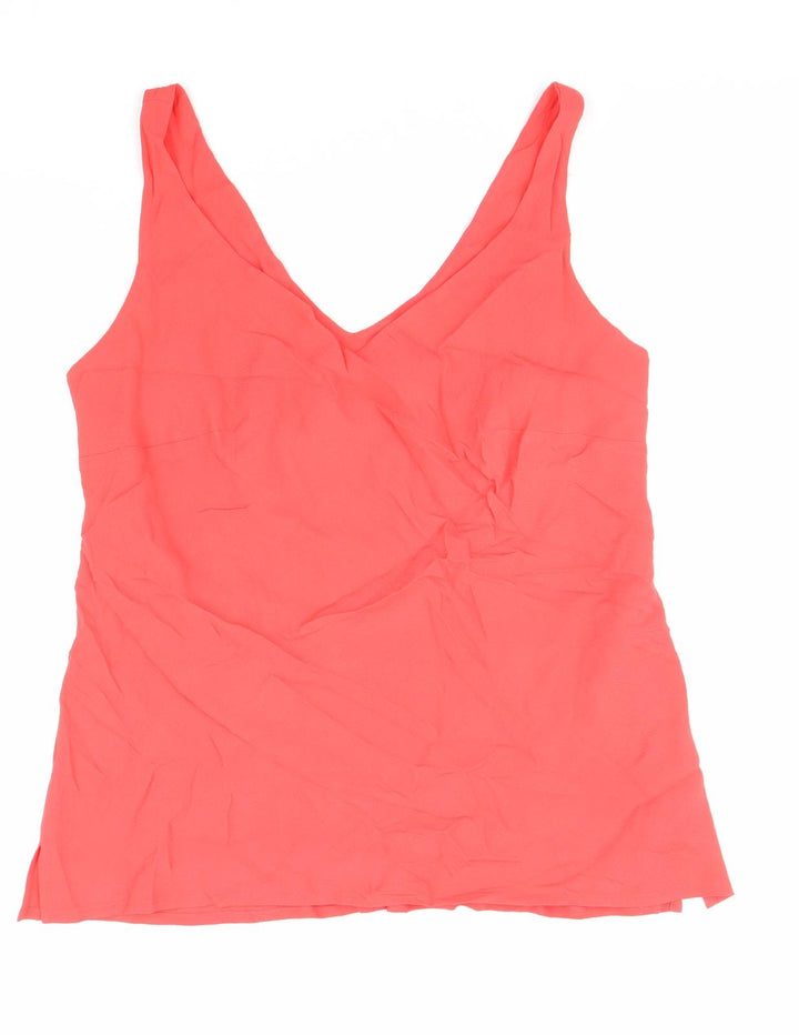 Stradivarius Womens Pink Viscose Basic Tank Size 14 V-Neck