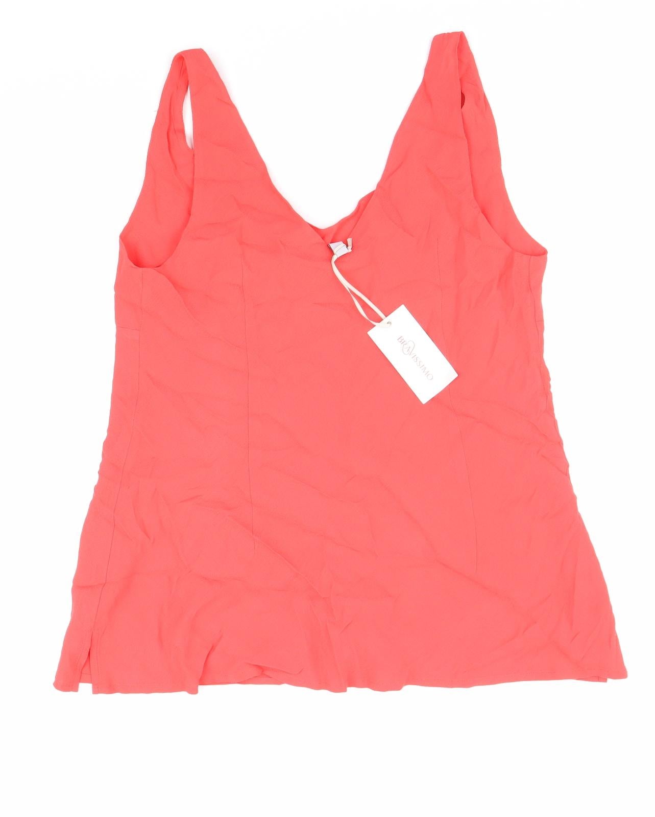 Stradivarius Womens Pink Viscose Basic Tank Size 14 V-Neck