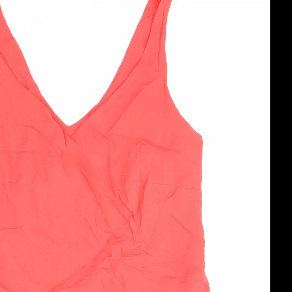 Stradivarius Womens Pink Viscose Basic Tank Size 14 V-Neck