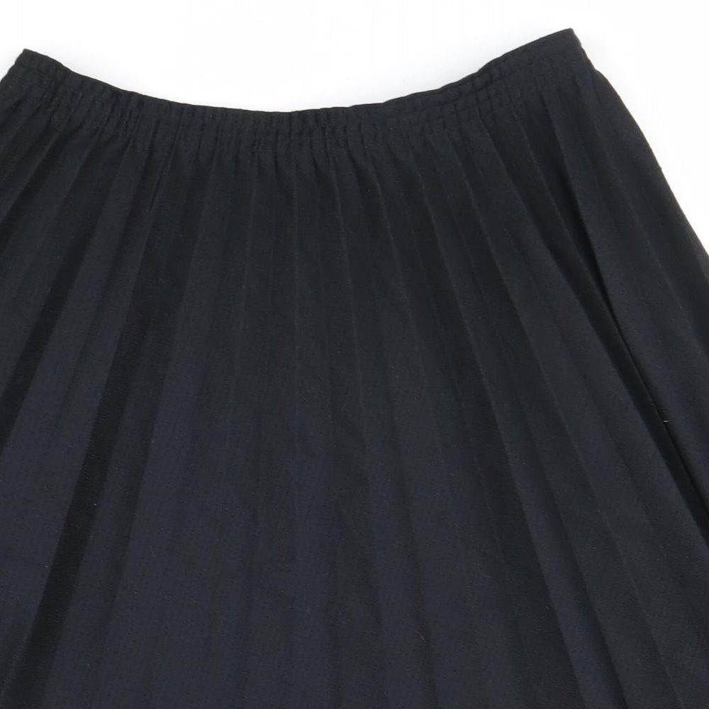 Preworn Womens Black Polyester Pleated Skirt Size 16