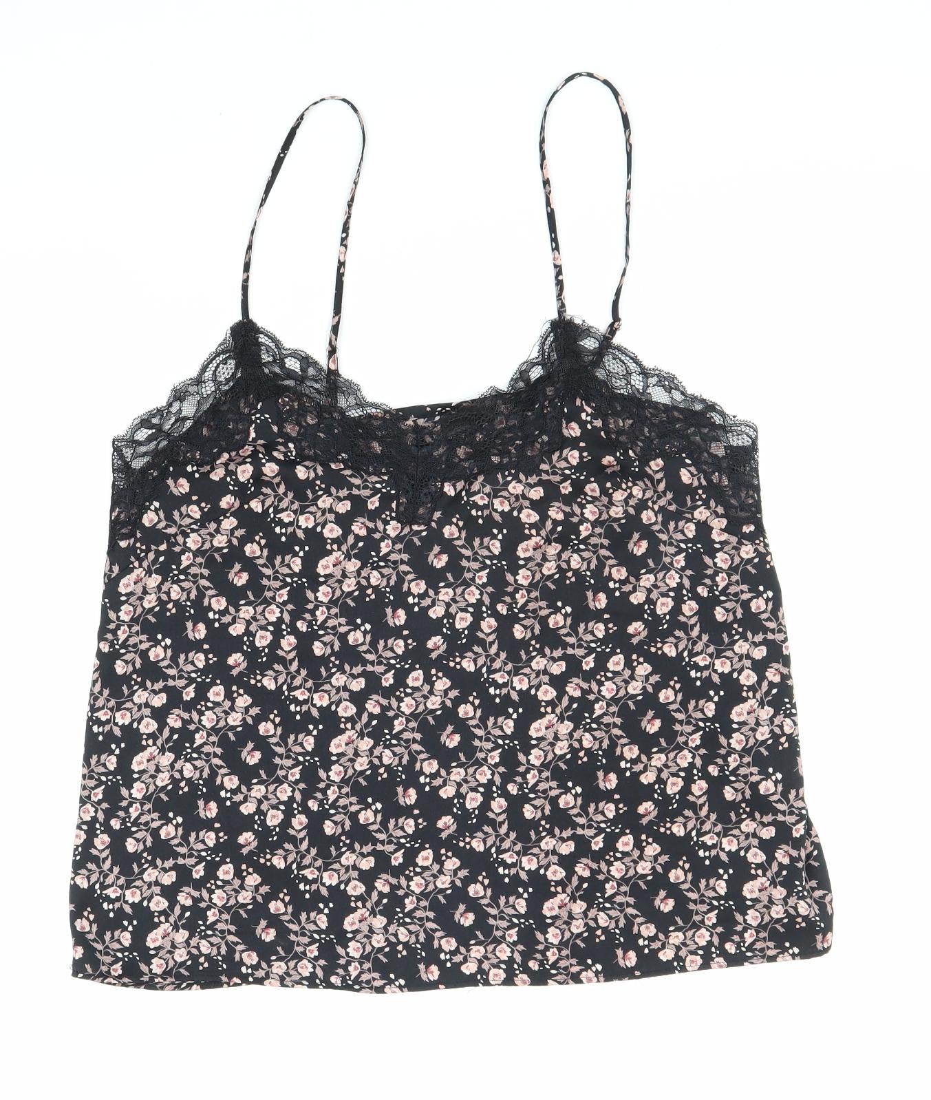 H&M Womens Multicoloured Floral Polyester Camisole Tank Size M Scoop Neck