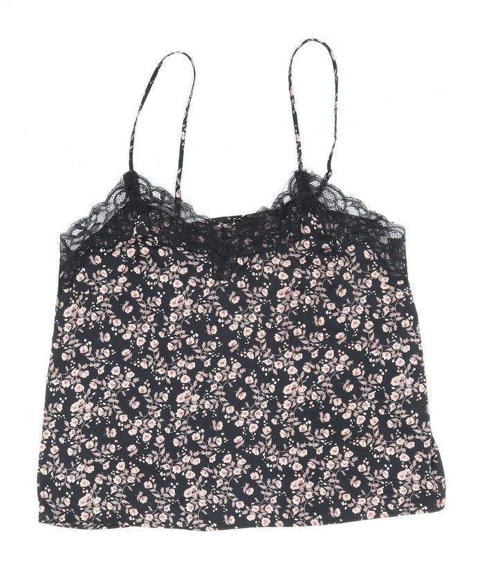 H&M Womens Multicoloured Floral Polyester Camisole Tank Size M Scoop Neck