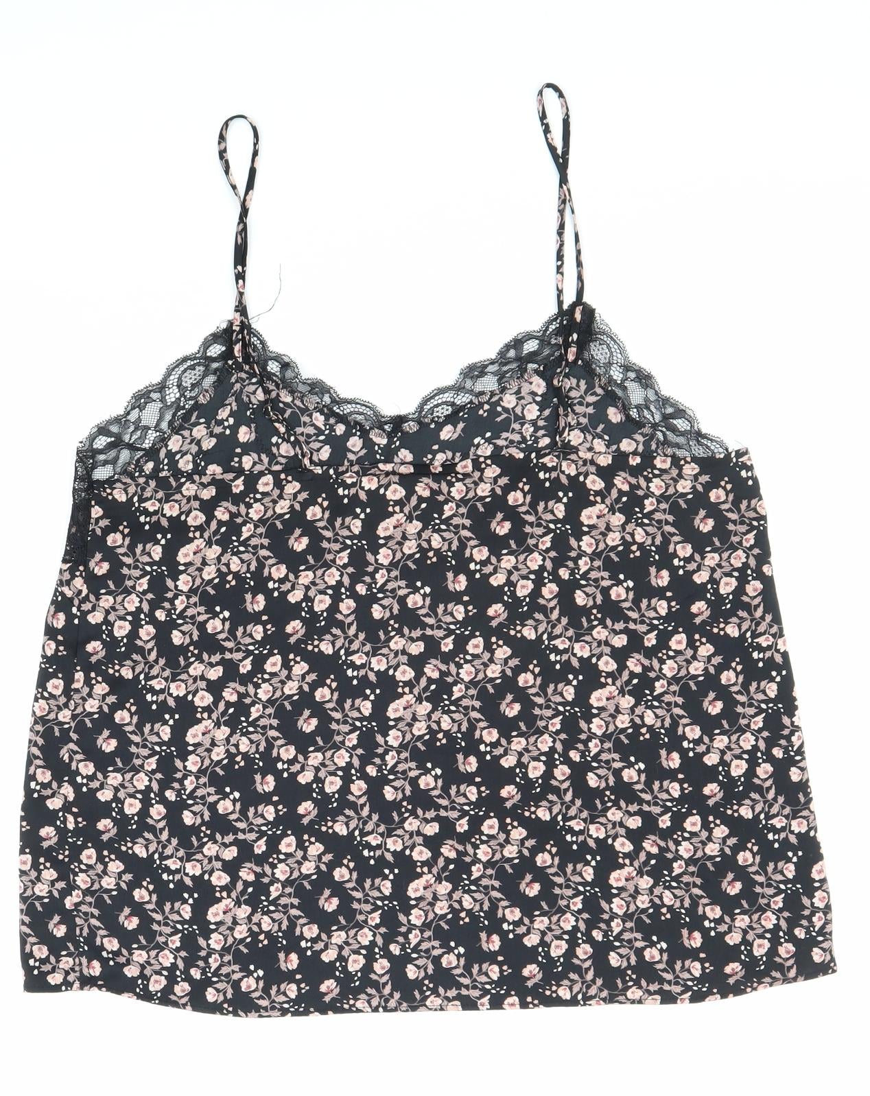H&M Womens Multicoloured Floral Polyester Camisole Tank Size M Scoop Neck