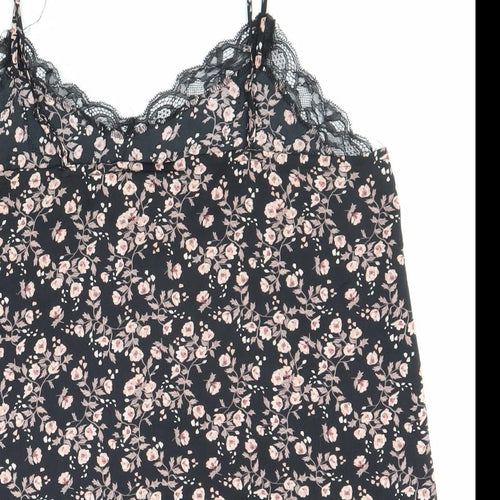 H&M Womens Multicoloured Floral Polyester Camisole Tank Size M Scoop Neck