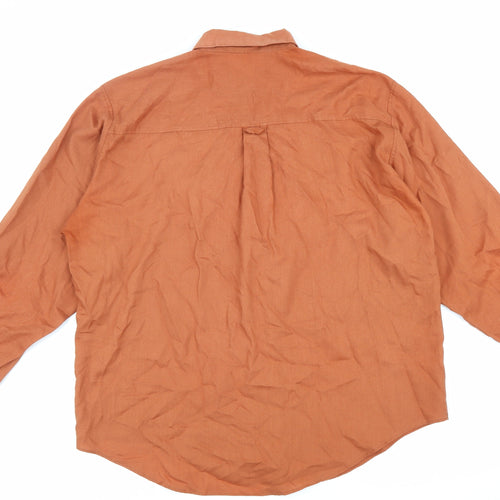 St Michael Womens Orange Cotton Basic Button-Up Size 12 Collared