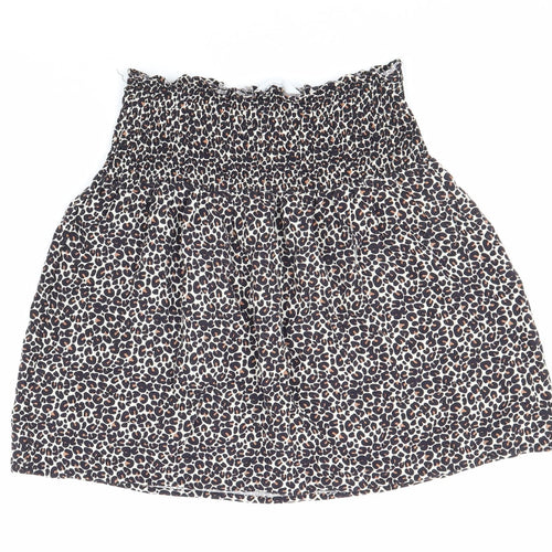 Primark Girls Black Animal Print Viscose Flare Skirt Size 12-13 Years Regular