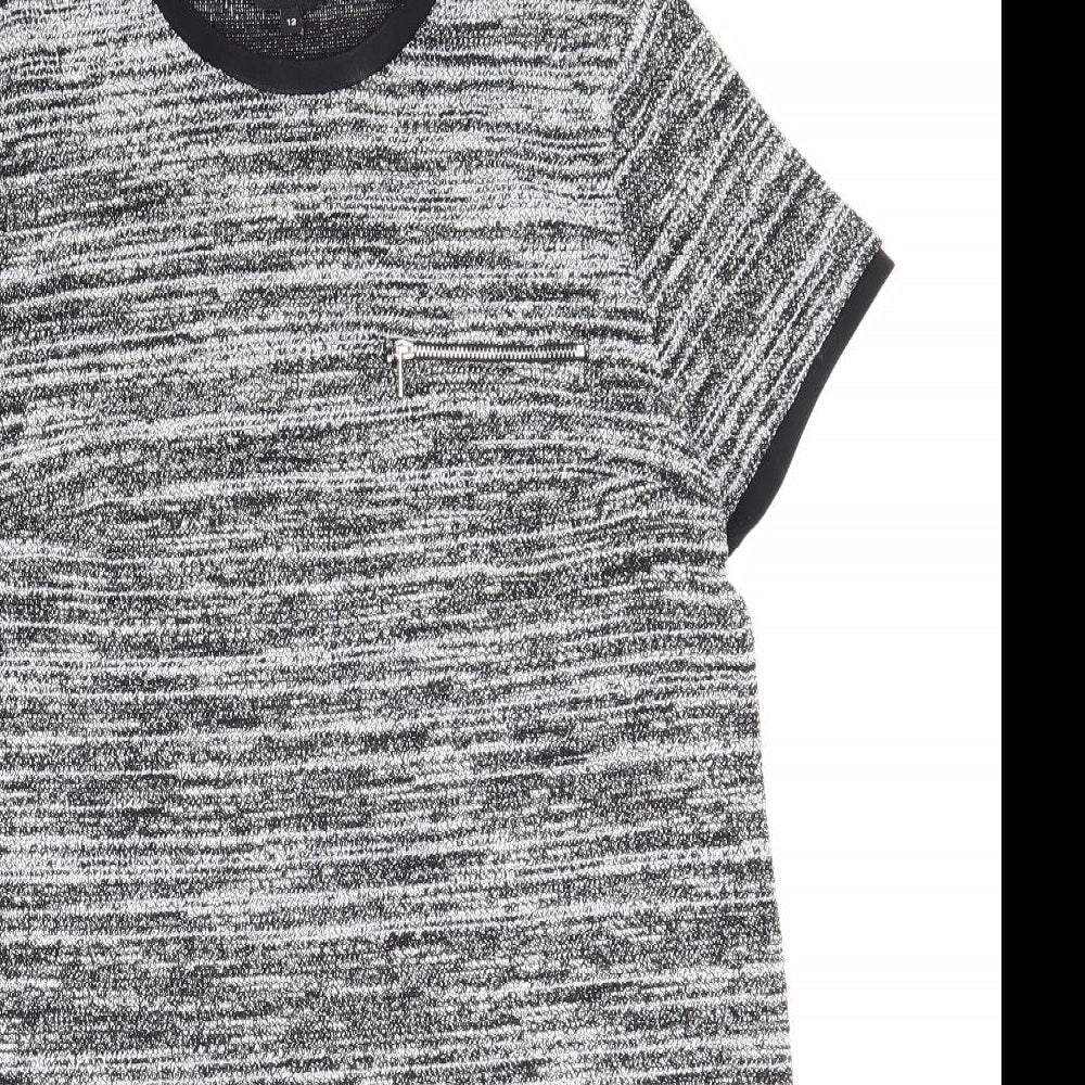 New Look Womens Grey Polyester Shift Size 12 Round Neck Pullover