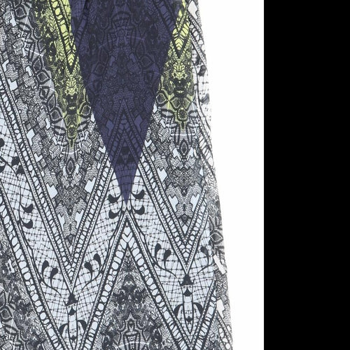 Warehouse Womens Multicoloured Geometric Polyester Shift Size 12 Cowl Neck