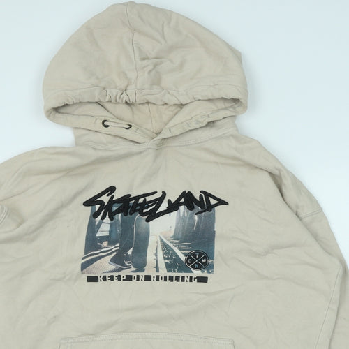 H&M Girls Beige Cotton Pullover Hoodie Size 14 Years Pullover - Skateland