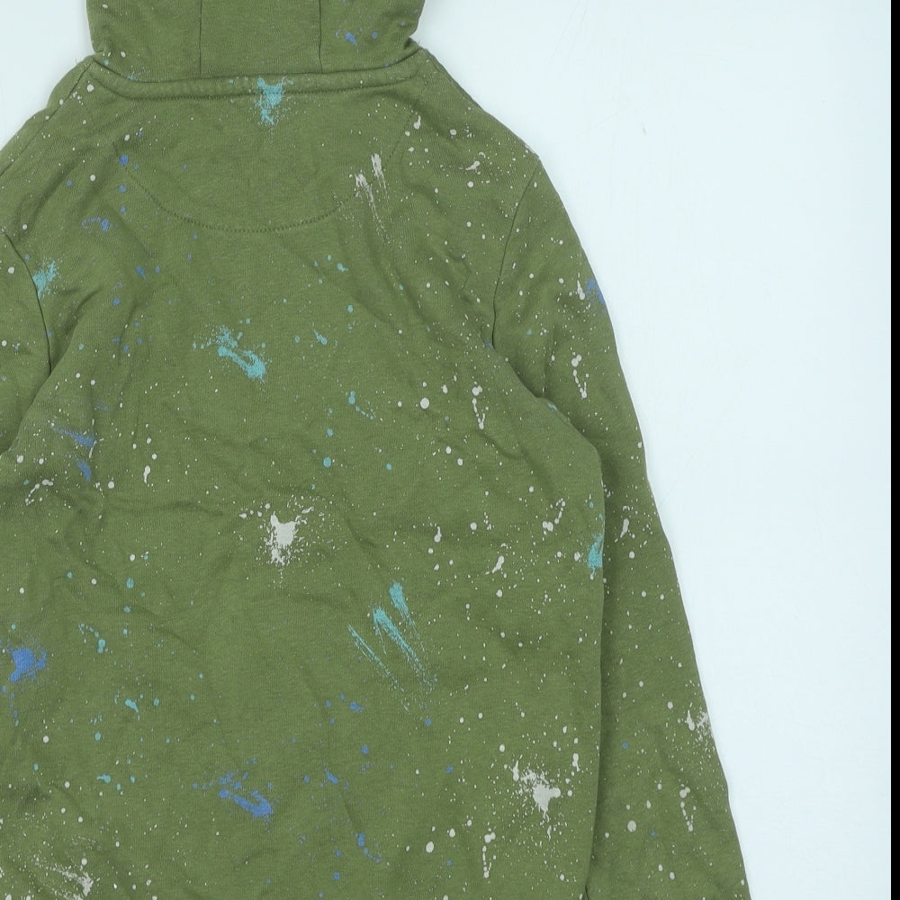 Marks and Spencer Boys Green Geometric Cotton Pullover Hoodie Size 9-10 Years Pullover