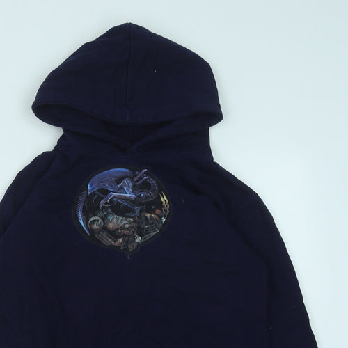 Just Hoods Boys Blue Cotton Pullover Hoodie One Size Pullover