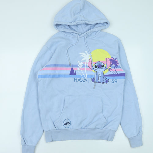Disney Womens Blue Cotton Pullover Hoodie Size XS Pullover - Stitch