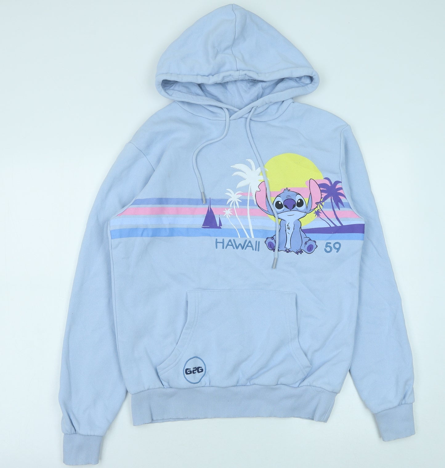 Disney Womens Blue Cotton Pullover Hoodie Size XS Pullover - Stitch