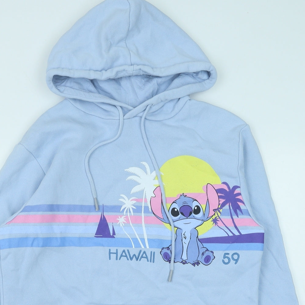 Disney Womens Blue Cotton Pullover Hoodie Size XS Pullover - Stitch