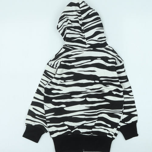 Bubble Girls Black Animal Print Cotton Full Zip Hoodie Size 4XL Zip - Zebra print