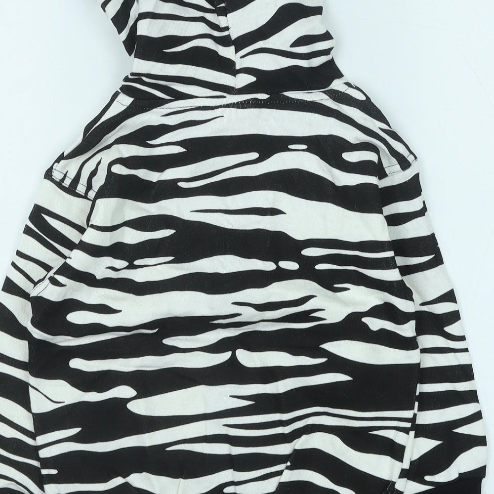 Bubble Girls Black Animal Print Cotton Full Zip Hoodie Size 4XL Zip - Zebra print