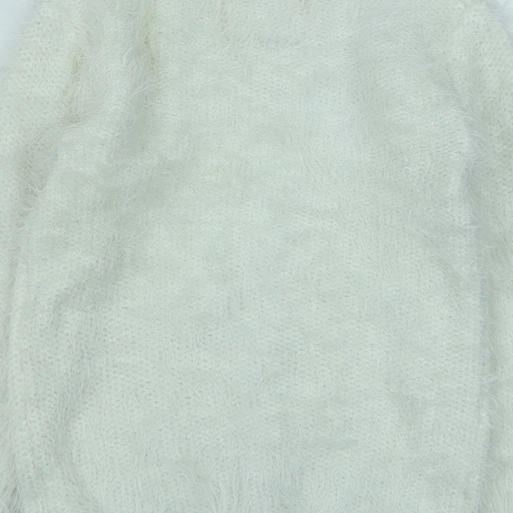 Young Dimension Girls White Round Neck Nylon Pullover Jumper Size 6-7 Years Pullover