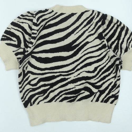 George Womens Black Round Neck Animal Print Viscose Pullover Jumper Size L