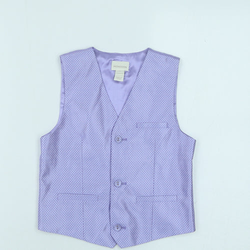 Monsoon Boys Purple Geometric Jacket Waistcoat Size 7 Years Button