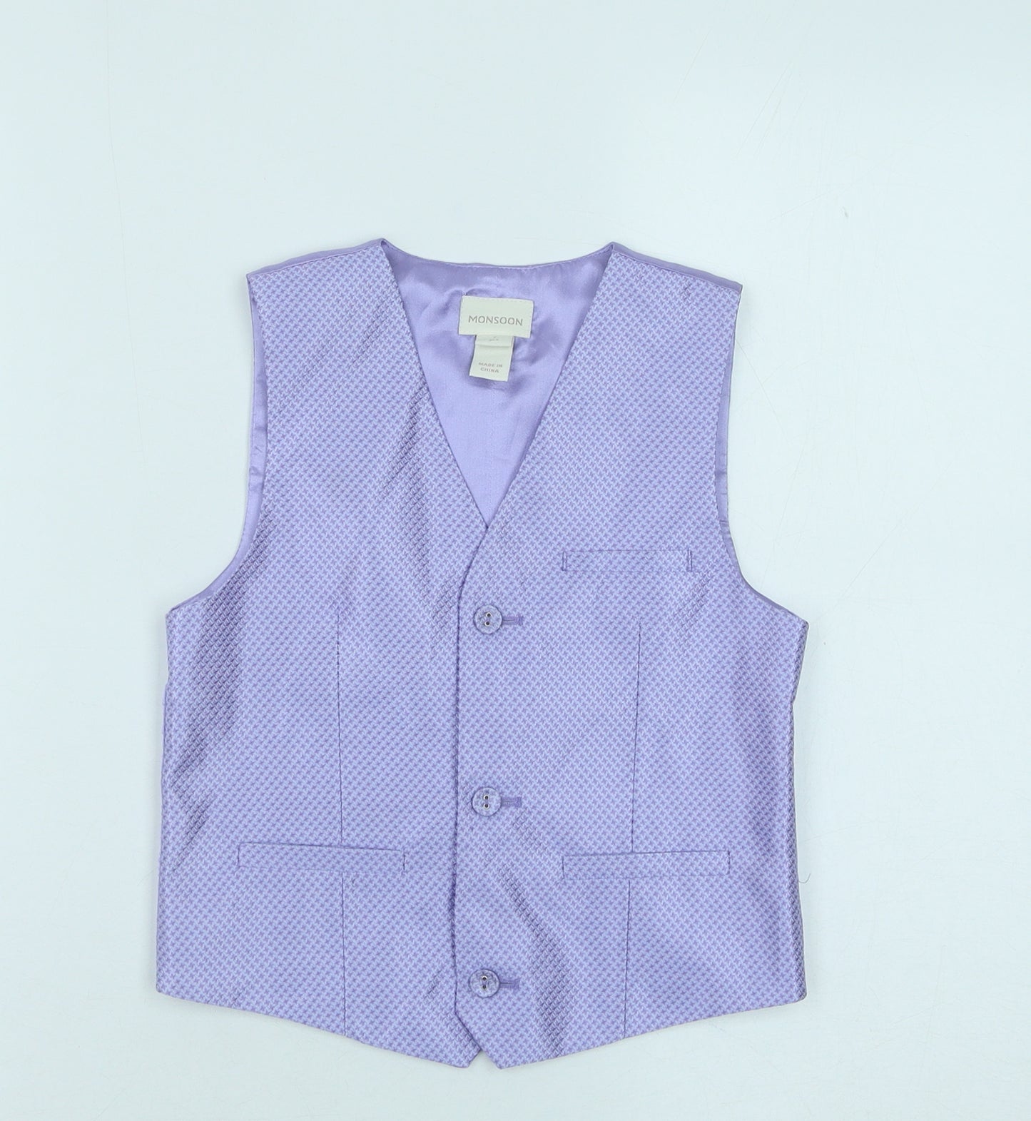 Monsoon Boys Purple Geometric Jacket Waistcoat Size 7 Years Button