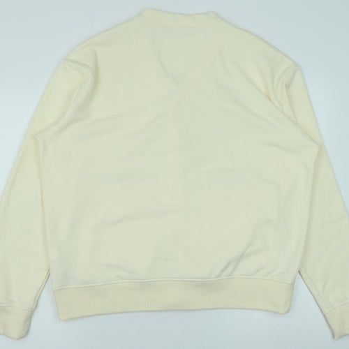 Zara Mens Ivory V-Neck Cotton Cardigan Jumper Size XL